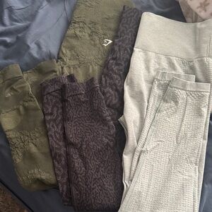 Stylish Leggings Set in Green,black and light heathered blue